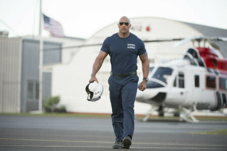 Dwayne Johnson, Fehler San Andreas, bilden, Rahmen, Brille, Halle, Hubschrauber, Helm