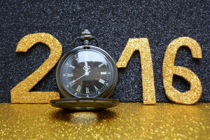 2016, Zahlen, funkeln, golden, glücklich, Neujahr, Uhr