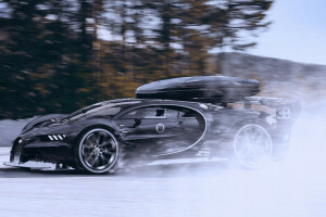 zwart, Bugatti, Gran Turismo, sneeuw, snelheid, Visie, winter