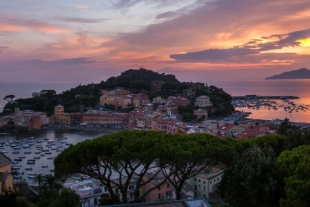 Bay, Bay of Silence, Bay of the Fables, building, cape, coast, Italian Riviera, Italy