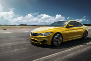 BMW, voiture, F82, De face, allemand, la vitesse, Jaune