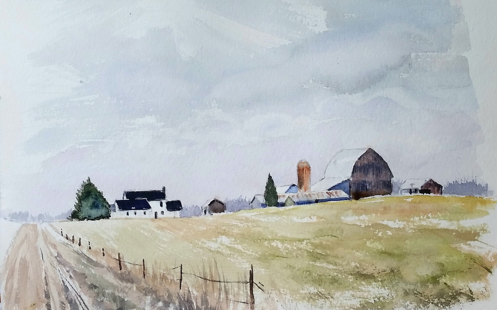 Landschaft, Bild, Aquarell