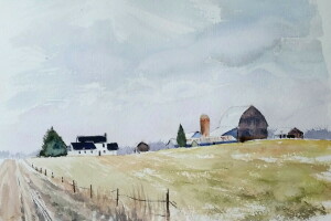 Landschaft, Bild, Aquarell