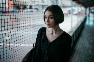 krásny, dievča, vlasy, pery, look, Model, Olga Pushkina, portrét