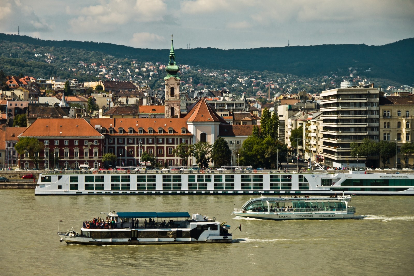 Fluss, Panorama, Gebäude, Promenade, Schiffe, Ungarn, Budapest, Donau