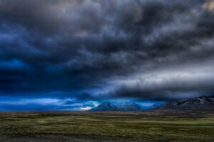 облака, HDR, горы, небо, долина