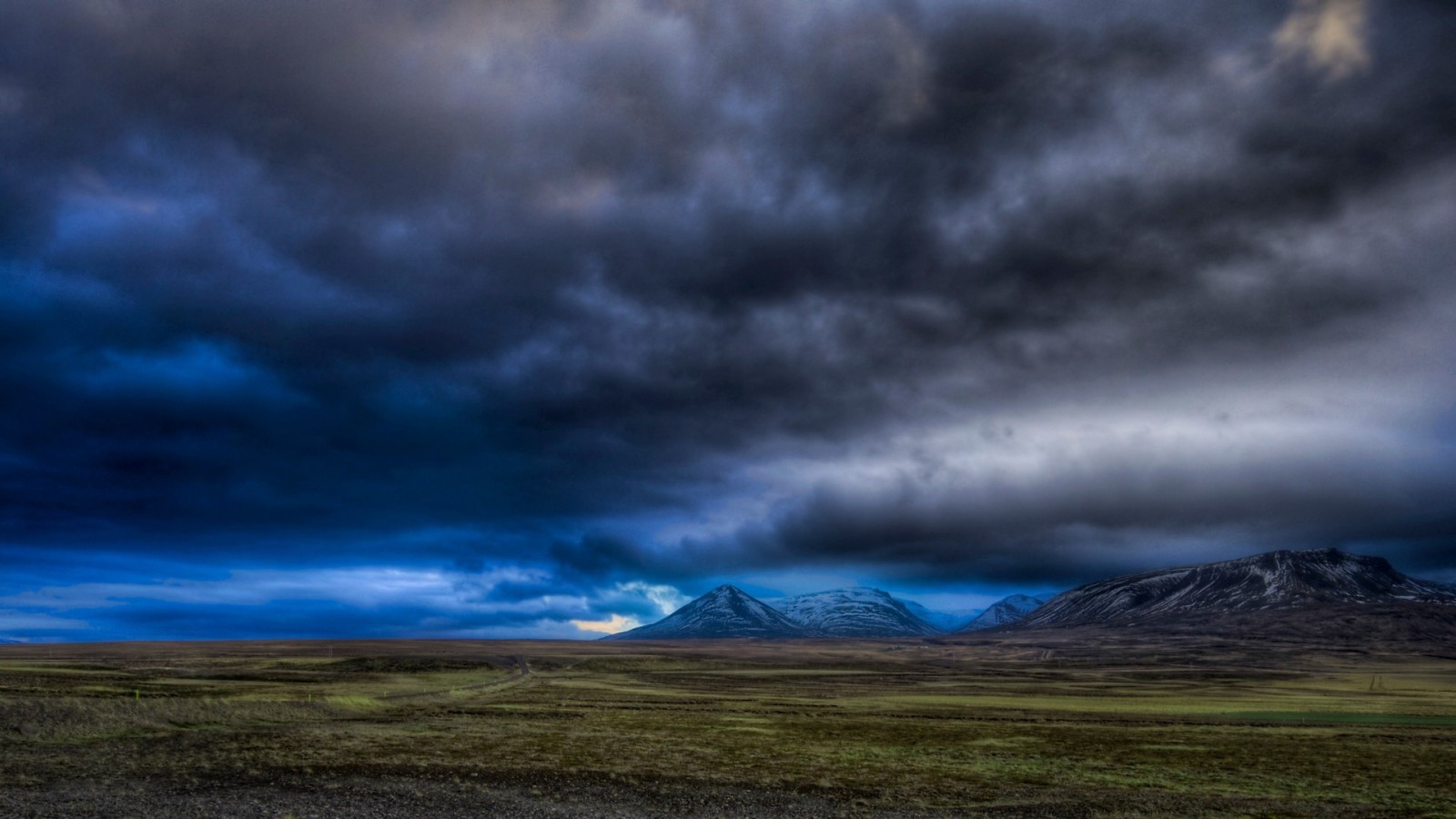 o céu, nuvens, montanhas, vale, HDR