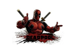 blood, costume, Deadpool, pose, swords