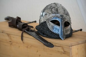 helmet, sword, Vikings