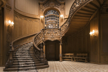 décoration, conception, escalier, bois