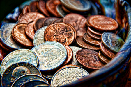 coins, colors, dollar, metals