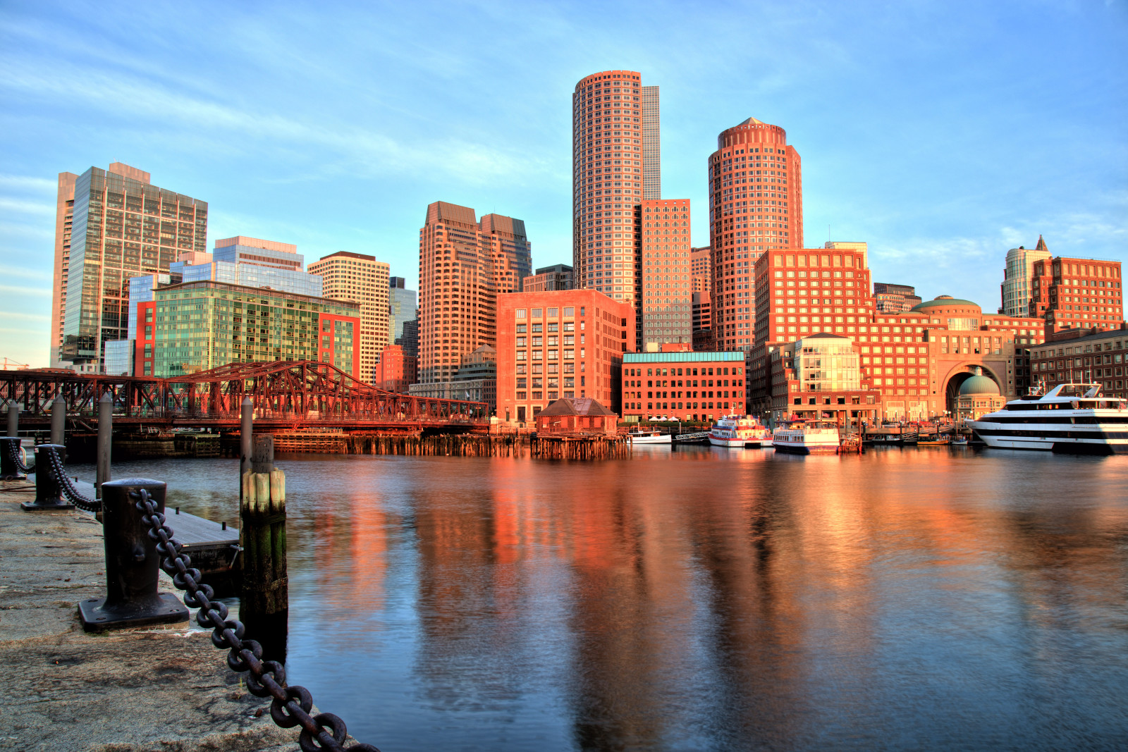 Bay, Bridge, building, promenade, port, Boston, Massachusetts, Boston Harbor