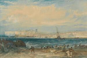 Angleterre, paysage, Margaret, image, rochers, mer, la ville, William Turner