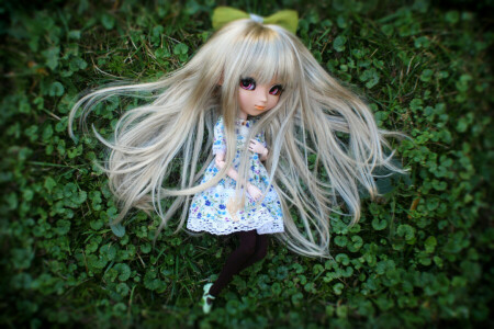 doll, grass, long hair