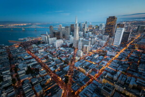 CA, Kalifornia, výška, Megapolis, panoráma, San Francisco, mrakodrapy, USA