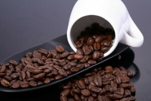 café, tasse, grain, placer