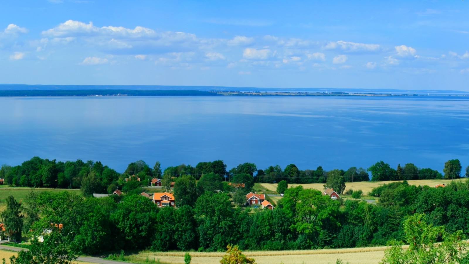 natuur, de lucht, huis, rivier-, kust, zee, bomen, veld-