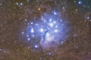 M-45, cúmulo de estrellas, las Pléyades