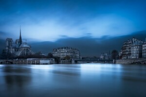 ponte, edificio, Cattedrale, Francia, Il suo fiume, casa, Parigi, Quartier Saint-Victor