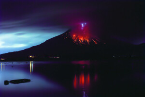 элемент, Пожар, лава, Sakurajima, вулкан