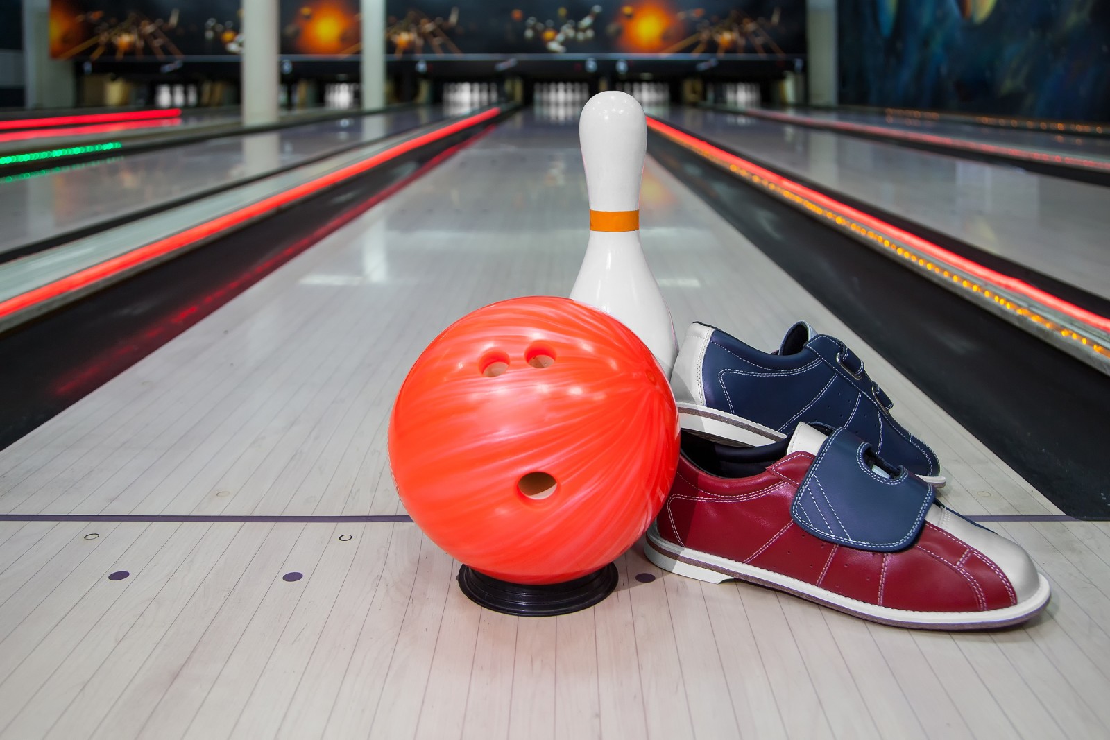 bokeh, bal, hal, sportschoenen, Pin, bowling