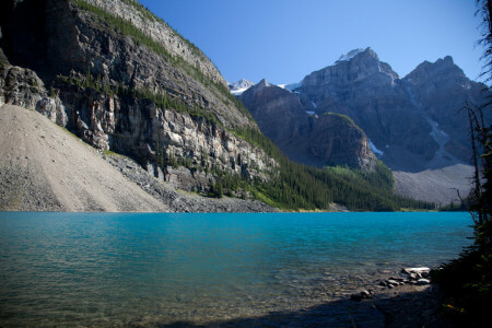 Albert, Canadá, lago, montañas, el cielo, arboles