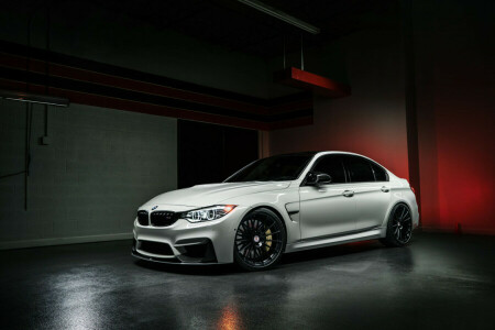 BMW, foncé, F80, De face, HRE, Mat, roues, blanc