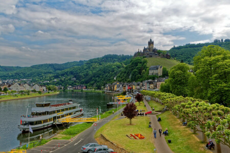 castle, Cochem, forest, fortress, Germany, home, Moselle, mountains