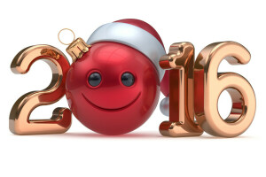 2016, Ball, Zahlen, glücklich, Neujahr, Smiley