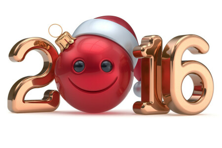 2016, ball, tallene, lykkelig, Nyttår, smiley