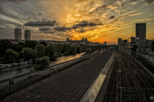 stoccolma, tramonto, la città