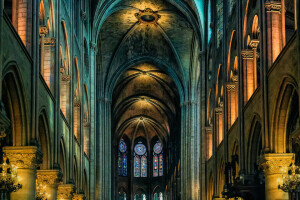 katedral, Frankrike, paris, religion, sjön