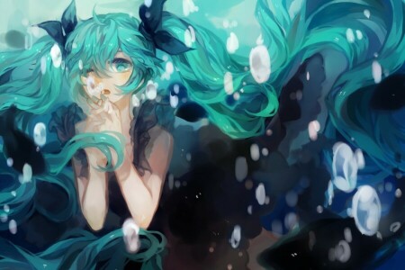 anime, umenie, luky, bubliny, dievča, Hatsune Miku, kury, lys0627