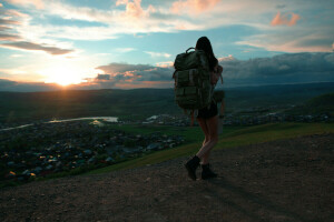 Rucksack, Mädchen, Roman Filippov, Raum, Aussicht