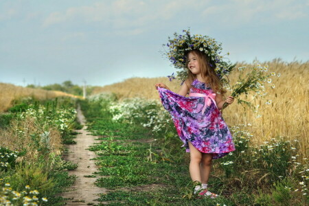 fille, ambiance, été