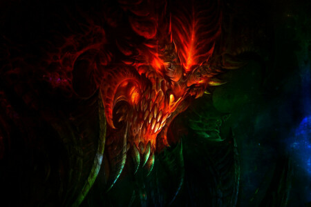 background, Being, black, creature, Diablo 3, head, skull, the demon