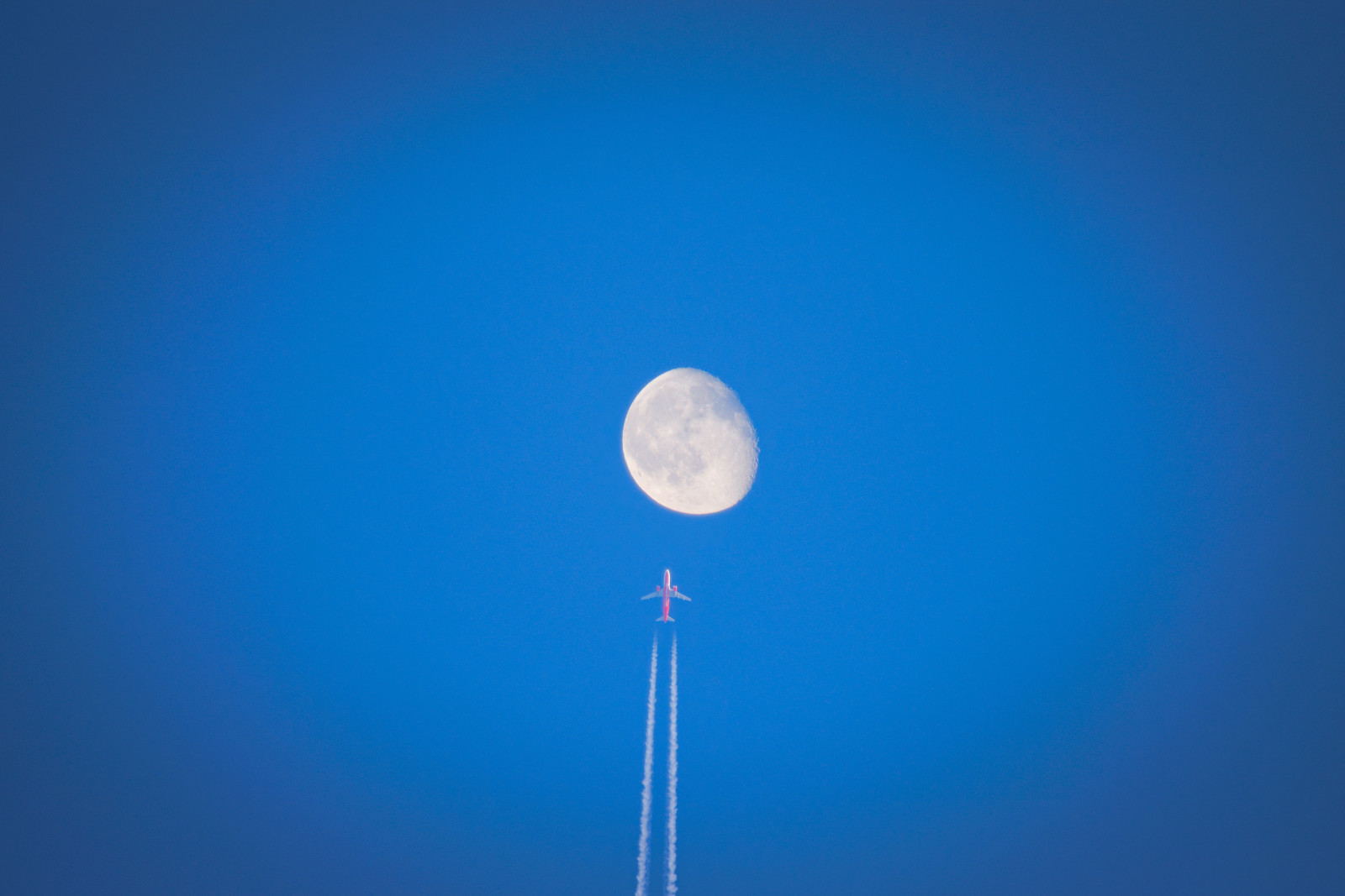 cielo, volo, Luna, Aereo, scie