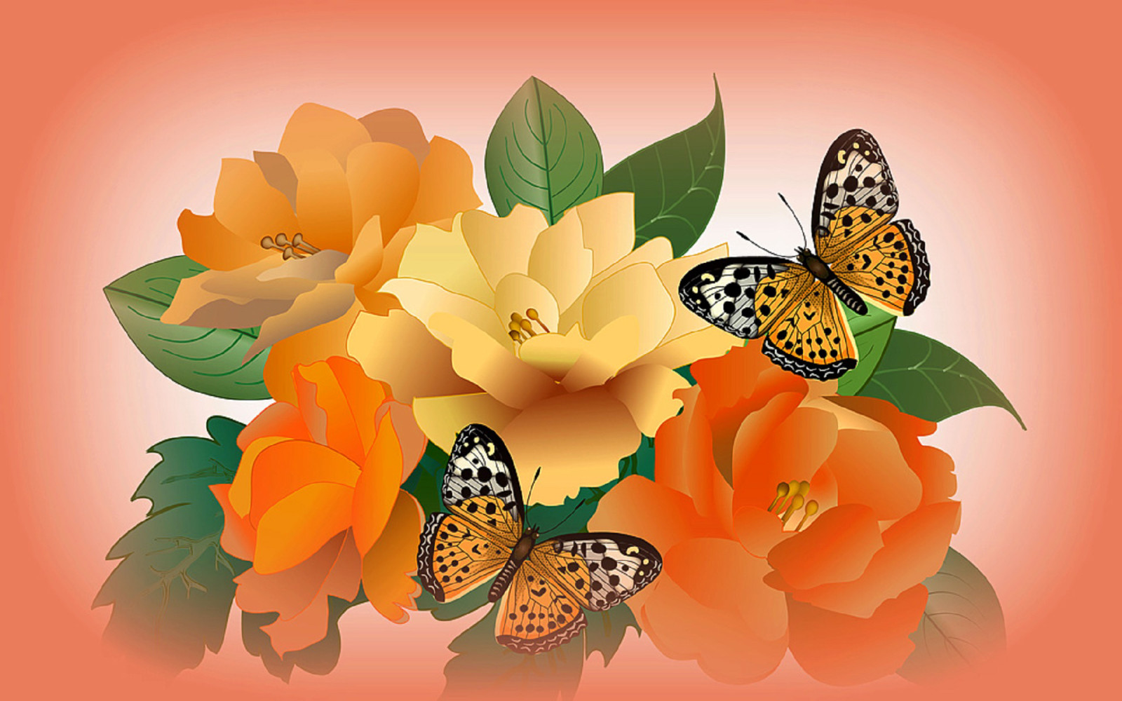 SOMMERFUGL, blomster, collage, Vector