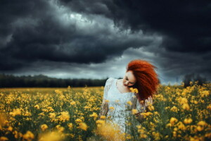 field, girl, rape, the sky