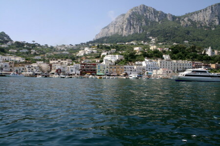 Capri, las, Dom, Włochy, góry, Natura, zdjęcie, morze