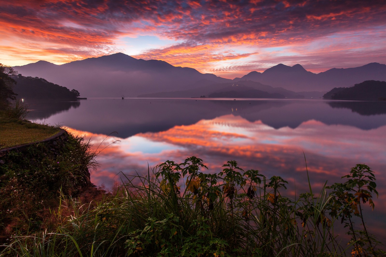 See, Sonnenuntergang, Betrachtung, Berge, Taiwan, China, Sonne Mond See, Der Sun Moon Lake