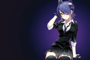 arte, sfondo, ragazza, Collezione Kantai, Guarda, posa, Tenryuu