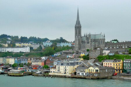 kathedraal, huis, Ierland, zee, de lucht