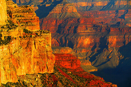 AZ, Schlucht, Berge, Felsen, Sonnenuntergang, USA