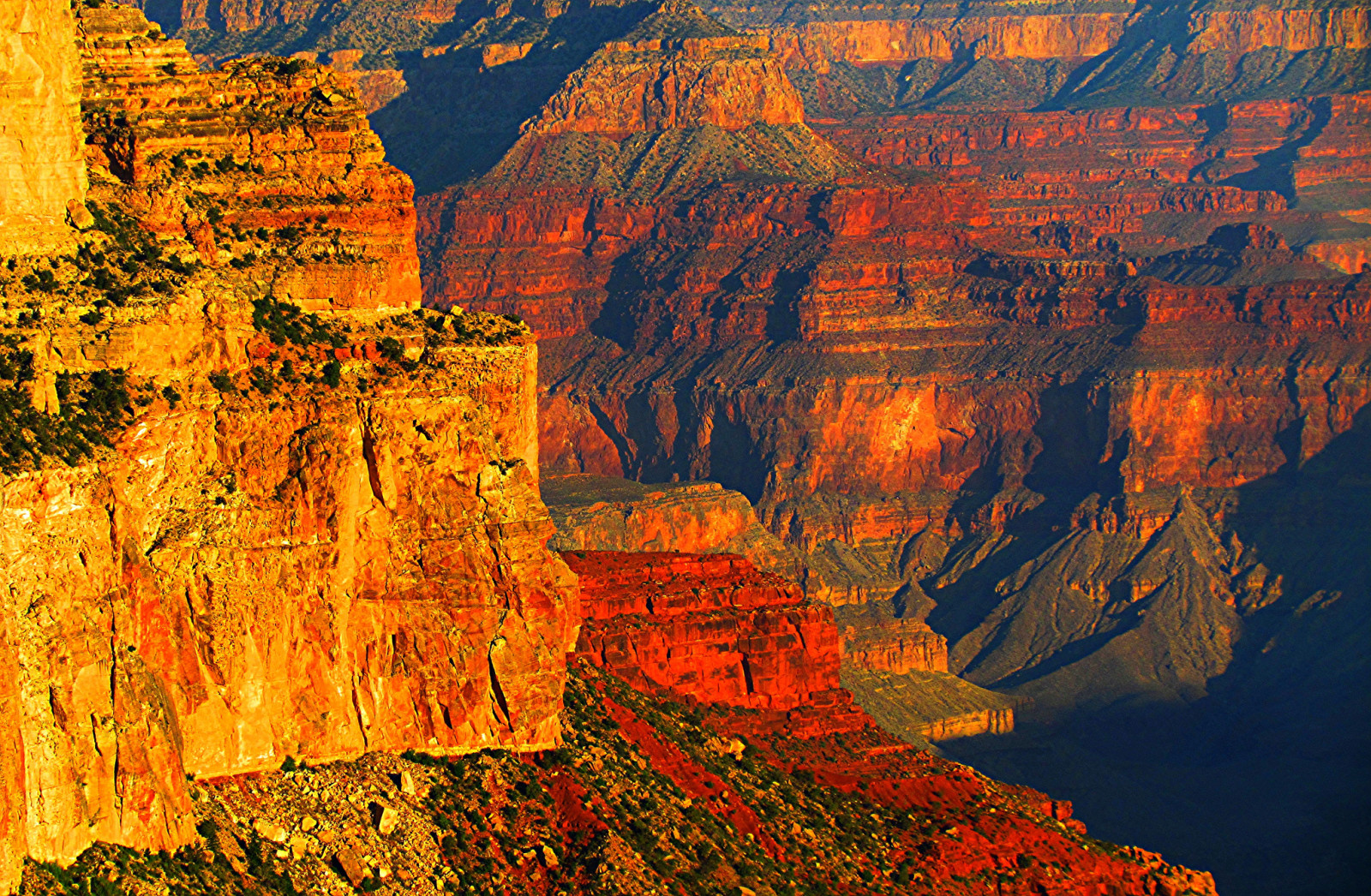 le coucher du soleil, montagnes, Etats-Unis, rochers, canyon, AZ