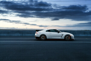 coche, GT-R, Nismo, Nissan, R35, la carretera, lado, deporte