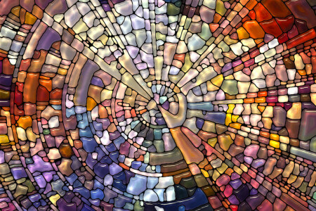 abstração, colorida, mosaico, padronizar, vitral