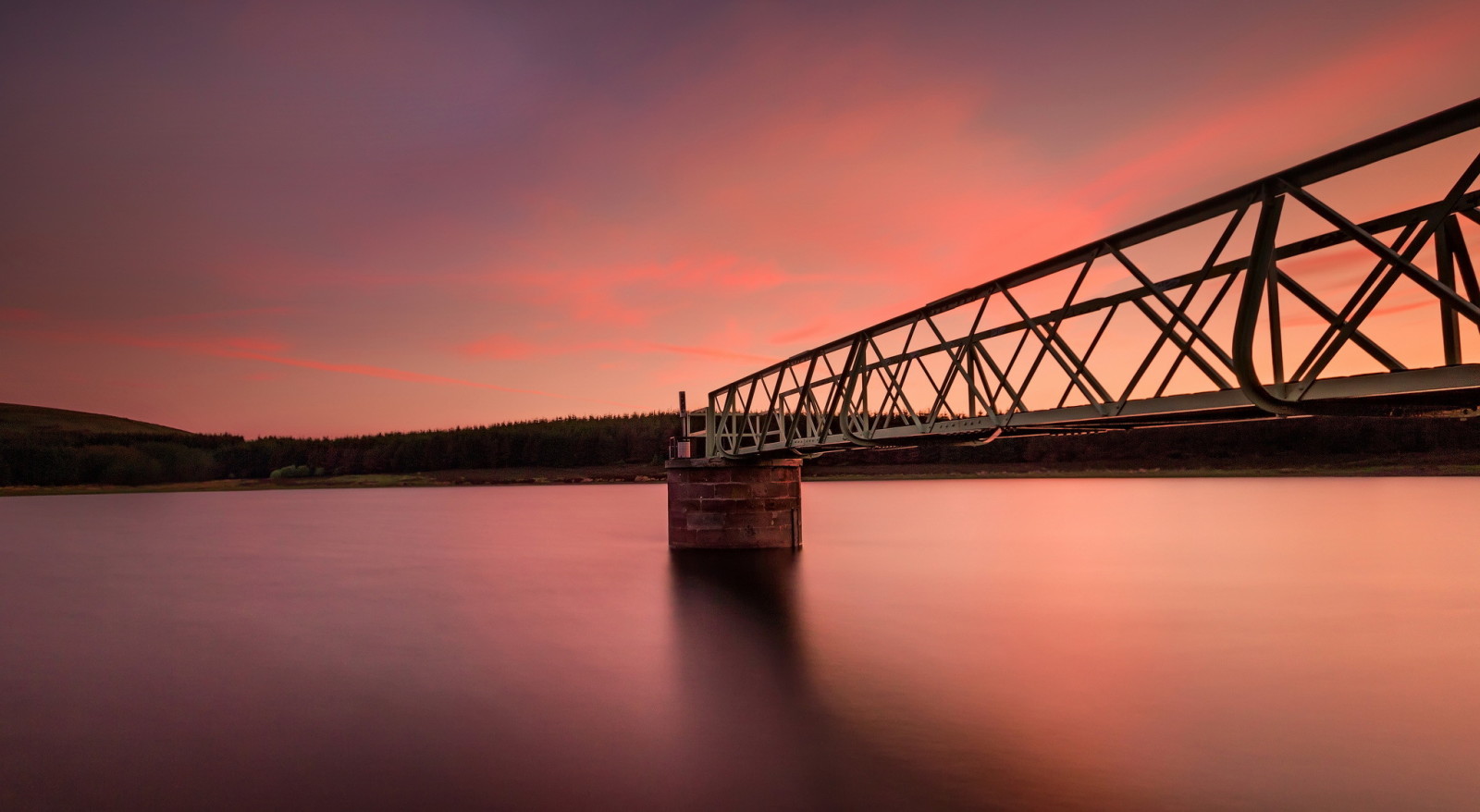 solnedgang, bukt, pierce, rolig