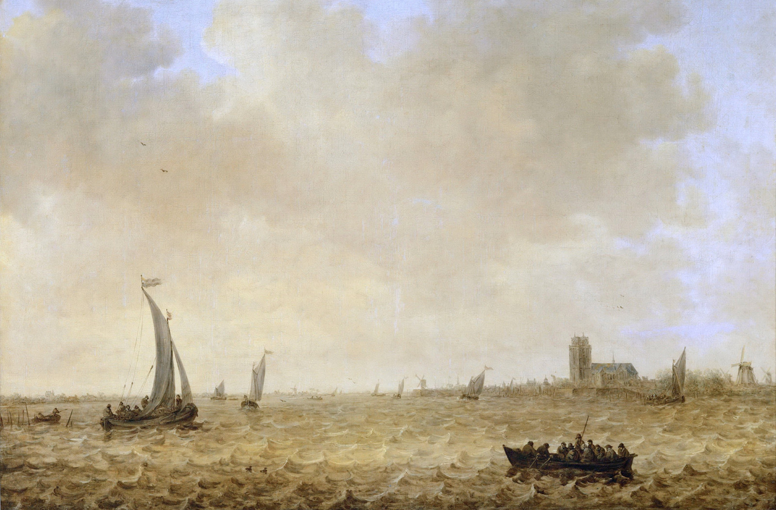 Landschaft, Meer, Bild, Boot, Menschen, Welle, segeln, WINDMÜHLE