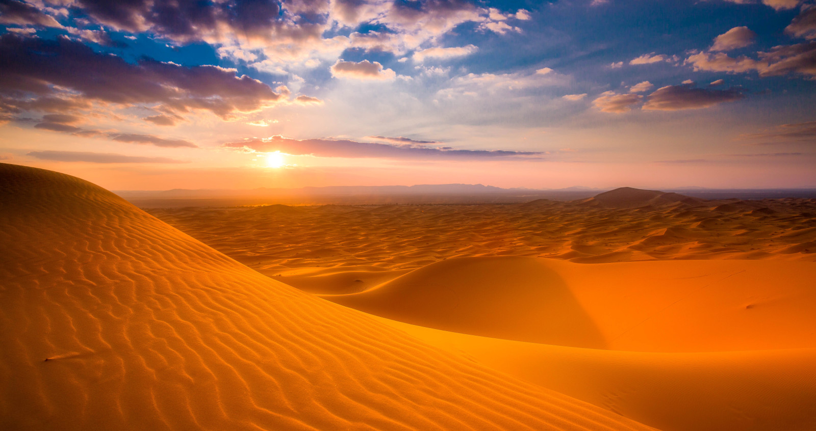 zonsondergang, Woestijn, de zon, zand, suiker, Marokko, barkhan